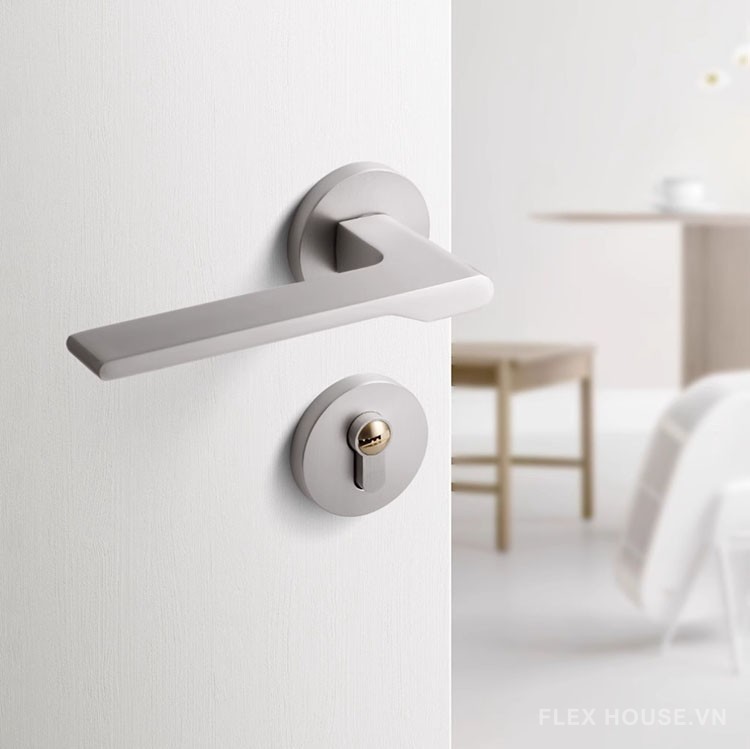 Khóa cửa phòng ngủ hợp kim màu Niken hiện đại SDM715 5
