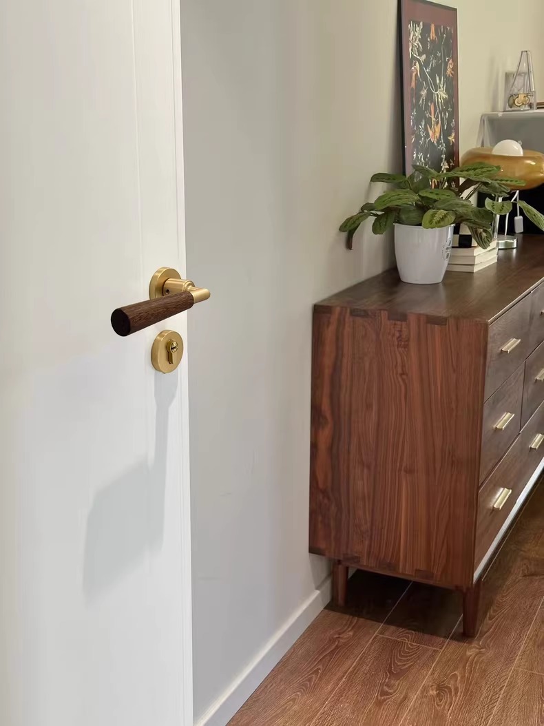 Khóa cửa tay gạt Retro bằng gỗ decor không gian SDM810 16