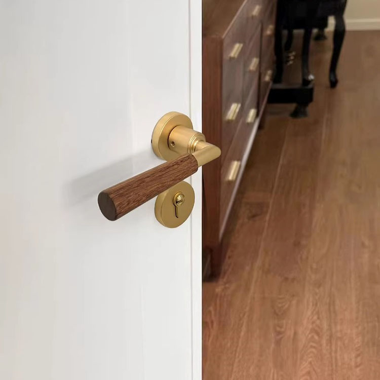 Khóa cửa tay gạt Retro bằng gỗ decor không gian SDM810 7