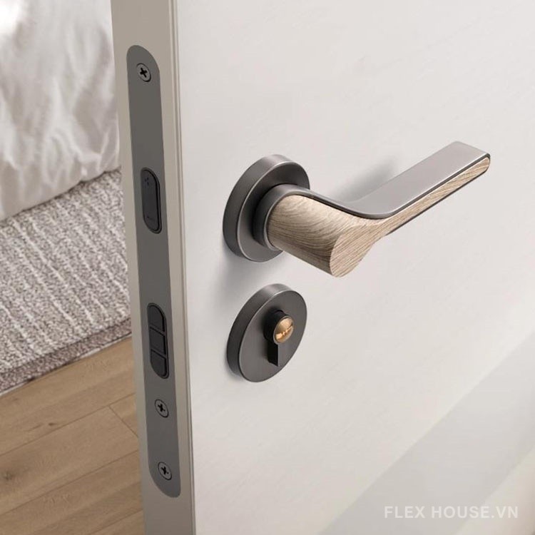 Khóa cửa tay gạt hợp kim giả gỗ cao cấp SDM392 8