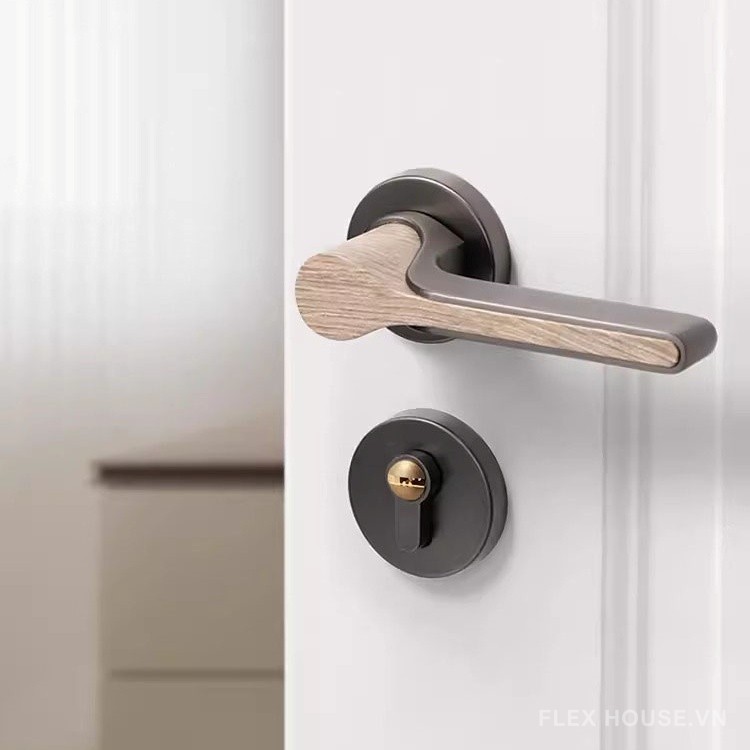 Khóa cửa tay gạt hợp kim giả gỗ cao cấp SDM392 10