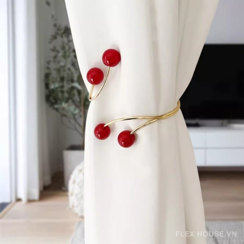 Móc cài rèm trang trí hình quả cherry FSH107 2
