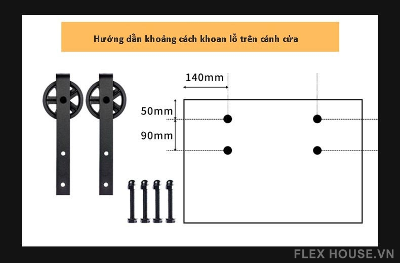 Ray trượt barn door thép carbon kiểu Mỹ RT1455 11 Ray trượt barn door thép carbon kiểu Mỹ RT1455 15