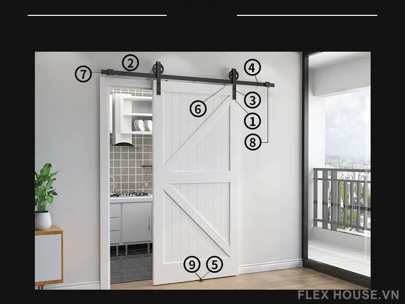 Ray trượt barn door thép carbon kiểu Mỹ RT1455 7 Ray trượt barn door thép carbon kiểu Mỹ RT1455 11