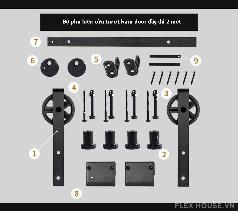 Ray trượt barn door thép carbon kiểu Mỹ RT1455 6 Ray trượt barn door thép carbon kiểu Mỹ RT1455 10