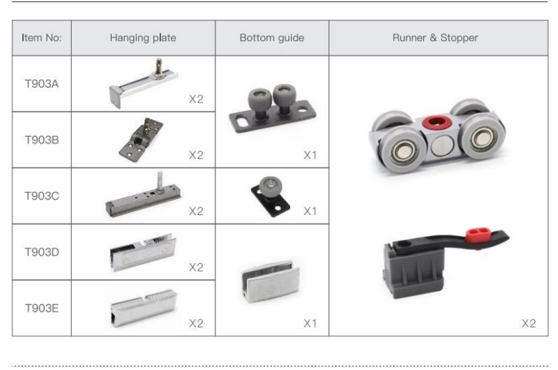 Bánh xe cửa lùa cửa trượt cho cửa kính Taura T903D 5