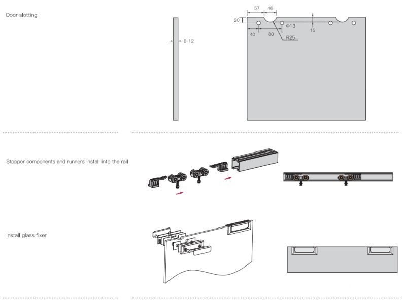 Bánh xe cửa lùa cửa trượt cho cửa kính Taura T903D 9