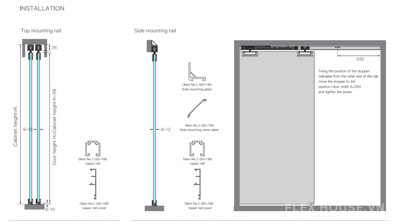 Bánh xe giảm chấn cho cửa lùa kính Taura T905D 4