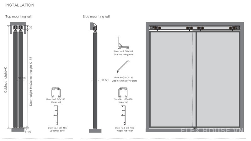 Bộ bánh xe cửa trượt cửa nhôm tiện dụng Taura T903C 8