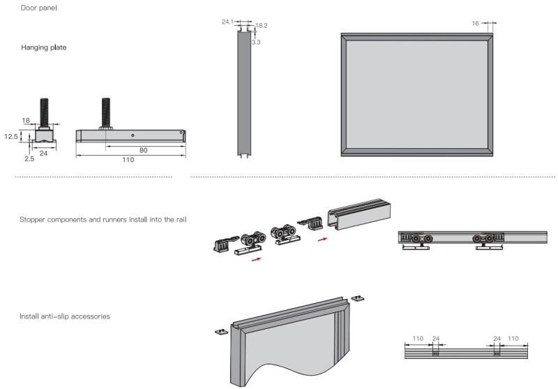 Bộ bánh xe cửa trượt cửa nhôm tiện dụng Taura T903C 10