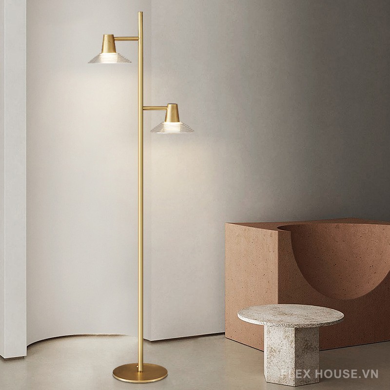 Đèn cây đứng bằng đồng 2 bóng kiểu Pháp FLM127 5