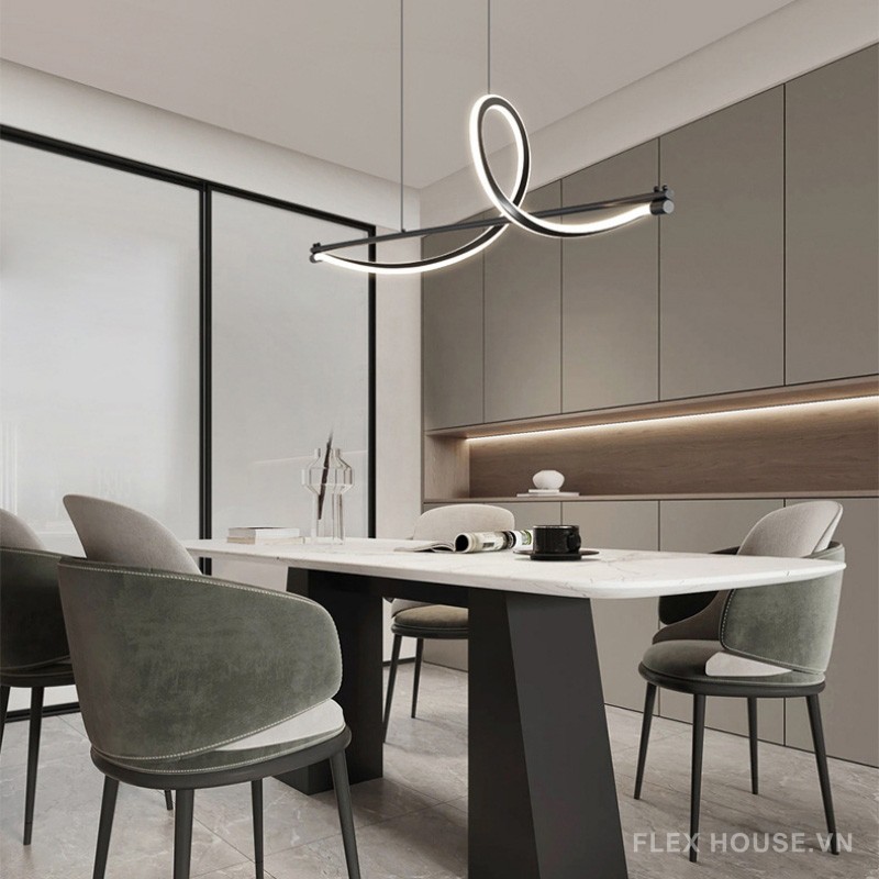 Đèn thả bàn ăn thanh dài ánh sáng uốn lượn FLM119 6