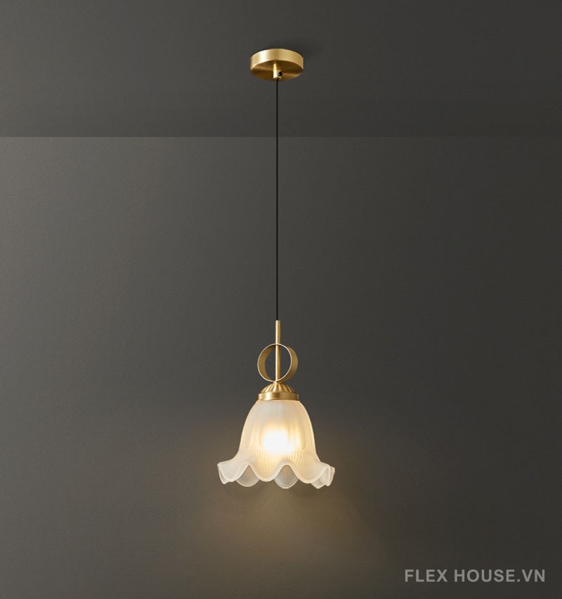 Đèn thả bằng đồng decor chao thủy tinh hoa ly FLM204 8
