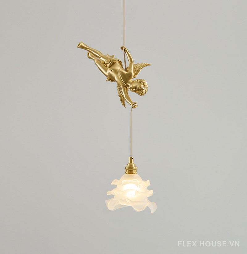 Đèn thả bằng đồng decor thiên thần sang trọng FLM178