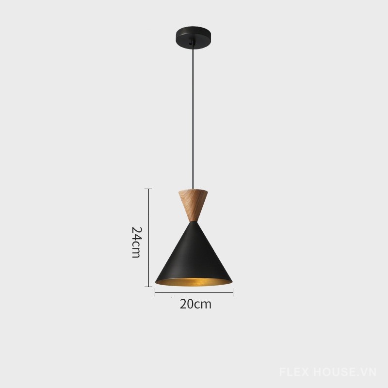 Đèn thả bằng đồng đui gỗ hình nón sáng tạo FLM115 10
