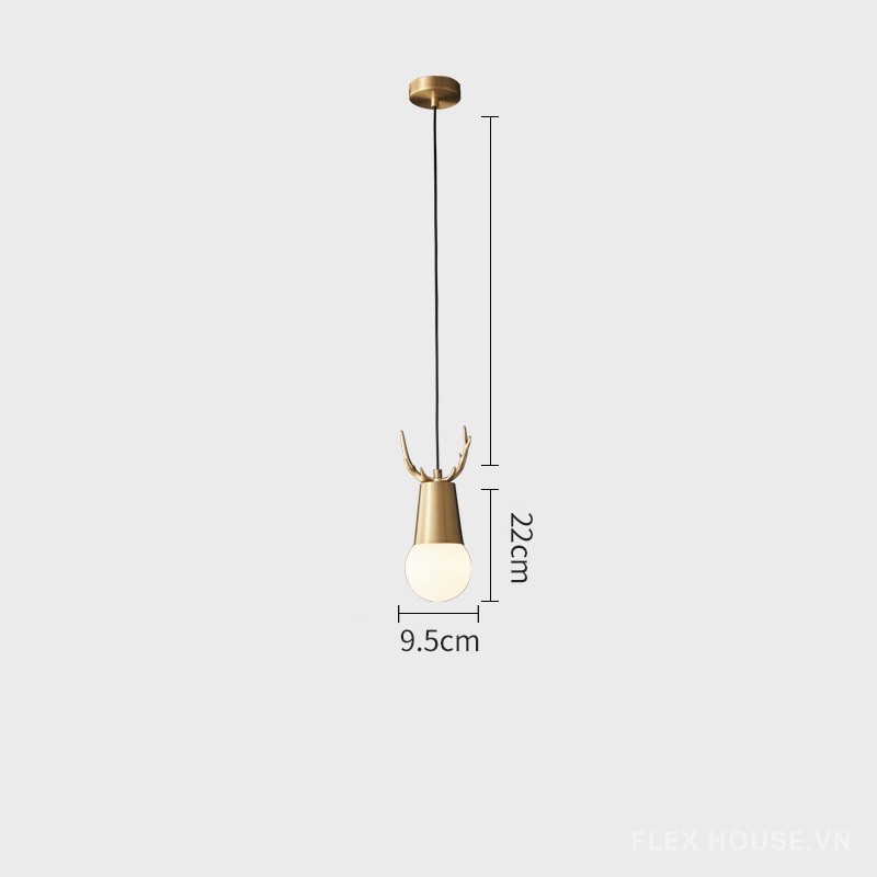 Đèn thả đầu giường decor sừng hươu bằng đồng FLM665 14