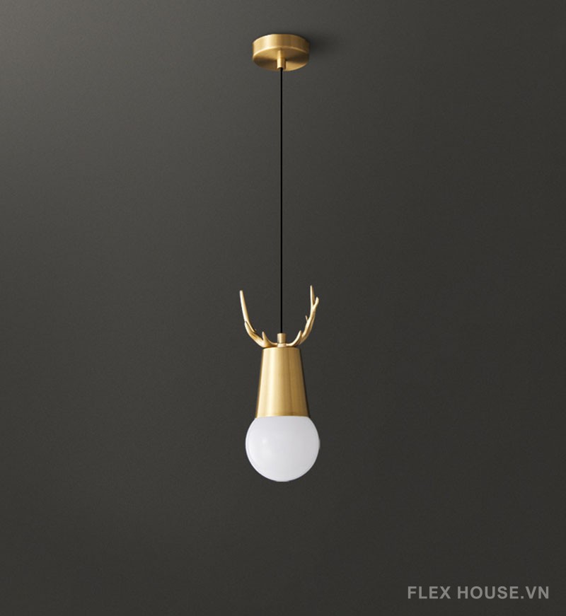 Đèn thả đầu giường decor sừng hươu bằng đồng FLM665 10