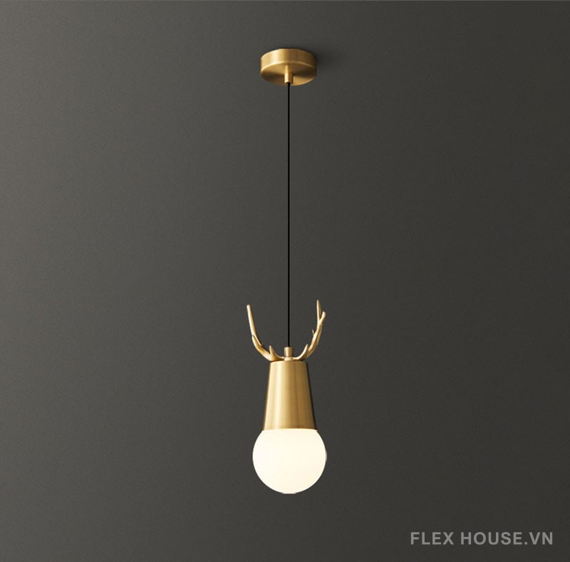Đèn thả đầu giường decor sừng hươu bằng đồng FLM665 9