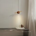 Đèn thả phòng khách sao thổ bằng đồng và gỗ FLM023 - bìa