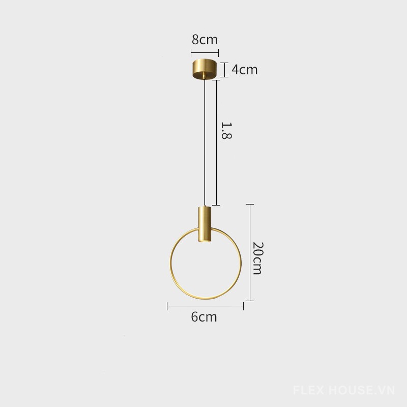Đèn thả trần đồng hình vành đai vũ trụ tối giản FLM407 12