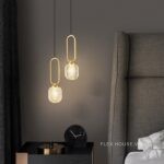 Đèn thả trần hình tổ ong thuỷ tinh khung đồng FLM048 - bìa