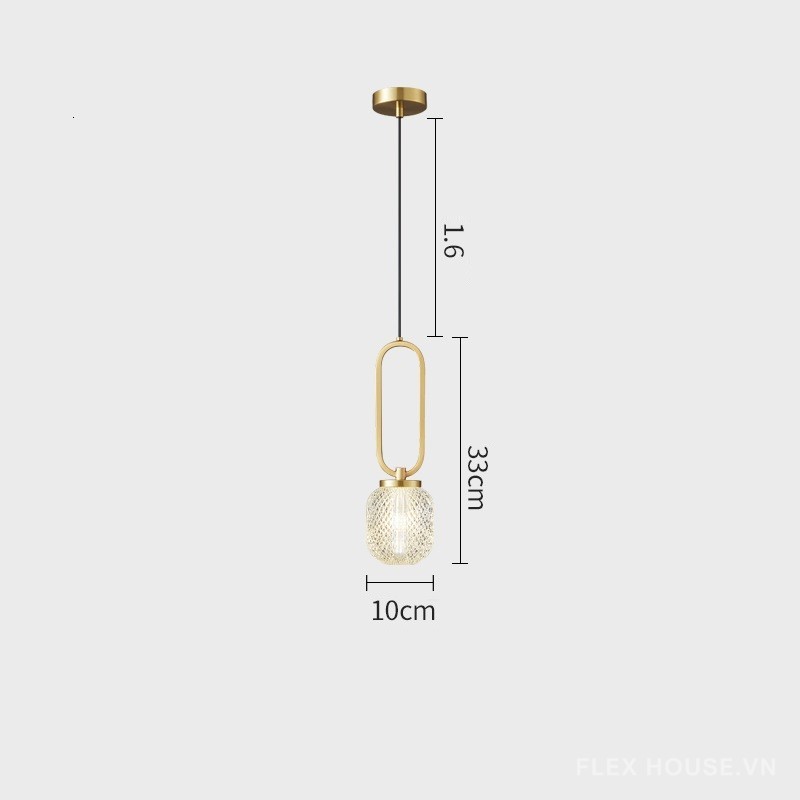 Đèn thả trần hình tổ ong thuỷ tinh khung đồng FLM048