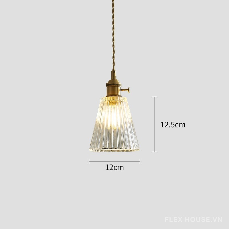 Đèn thả bàn ăn trang trí bằng đồng và thủy tinh FLM017 16