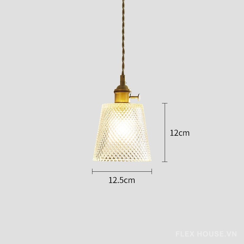 Đèn thả bàn ăn trang trí bằng đồng và thủy tinh FLM017 19