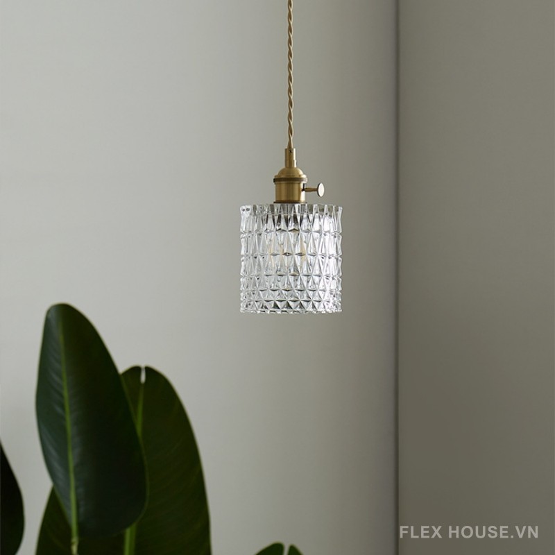 Đèn thả bàn ăn trang trí bằng đồng và thủy tinh FLM017 6