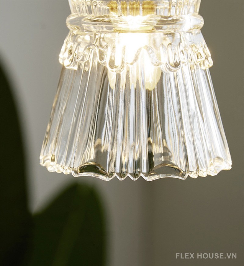 Đèn thả bàn ăn trang trí bằng đồng và thủy tinh FLM017 13
