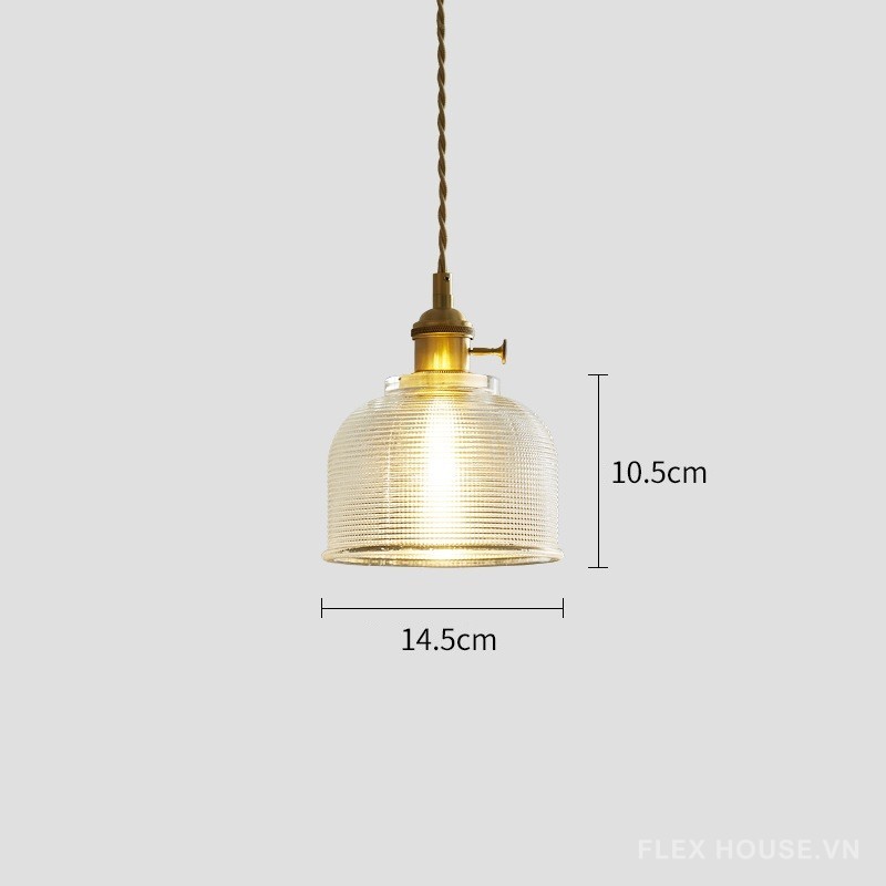 Đèn thả bàn ăn trang trí bằng đồng và thủy tinh FLM017 20