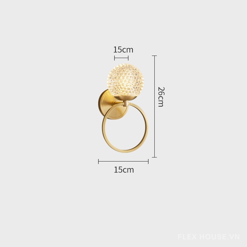 Đèn tường bằng đồng decor chao pha lê tổ ong FLM546 9