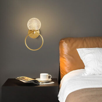 Đèn tường bằng đồng decor chao pha lê tổ ong FLM546