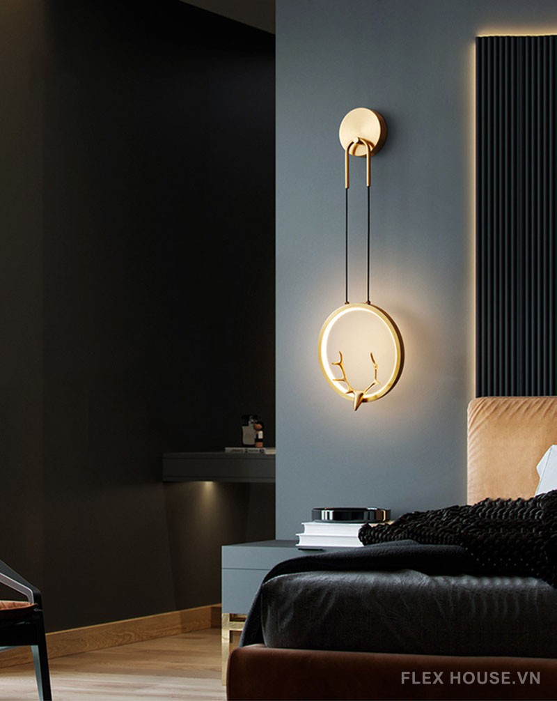 Đèn tường bằng đồng decor đầu hươu ấn tượng FLM515 3