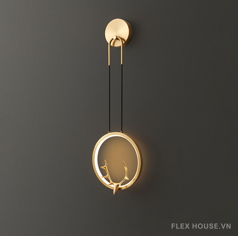 Đèn tường bằng đồng decor đầu hươu ấn tượng FLM515 6