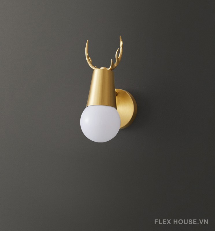 Đèn tường bằng đồng Deer Horn sáng tạo FLM021 12