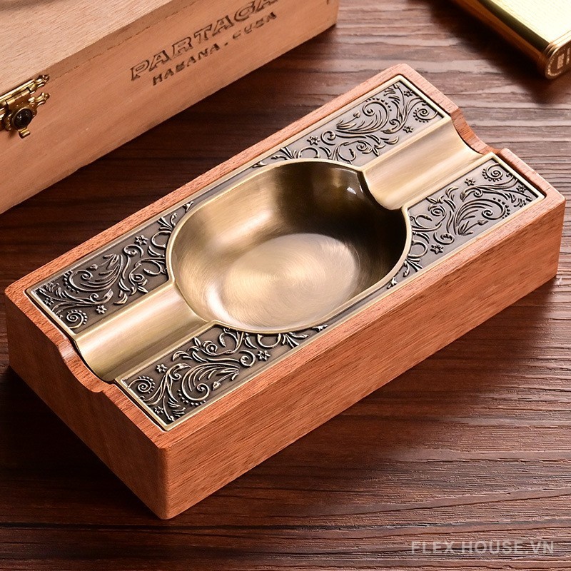 Gạt tàn cigar 2 điếu phối hoa văn sang trọng CGL0609 7