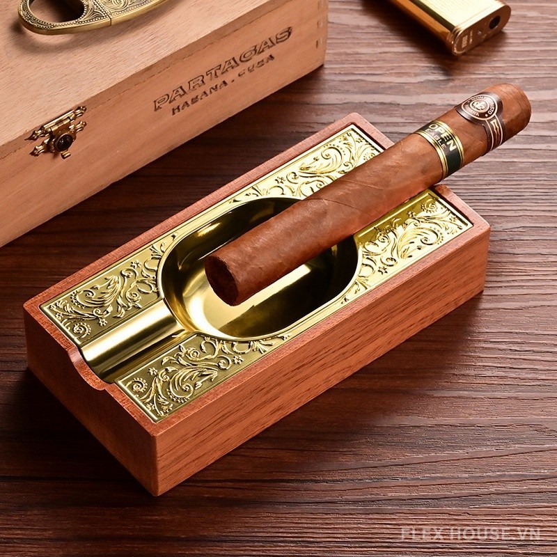 Gạt tàn cigar 2 điếu phối hoa văn sang trọng CGL0609 4