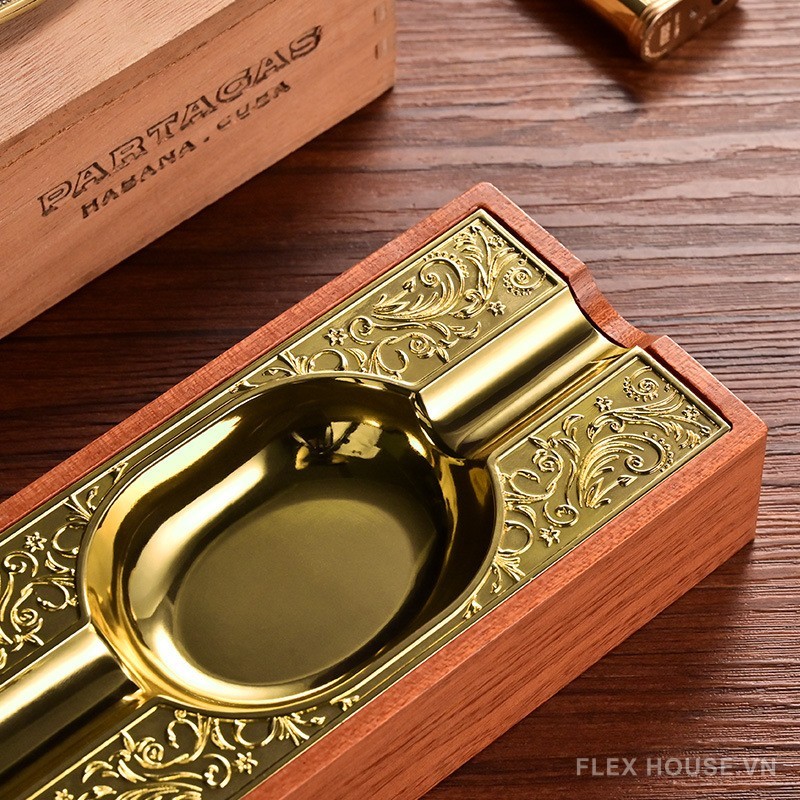 Gạt tàn cigar 2 điếu phối hoa văn sang trọng CGL0609 5