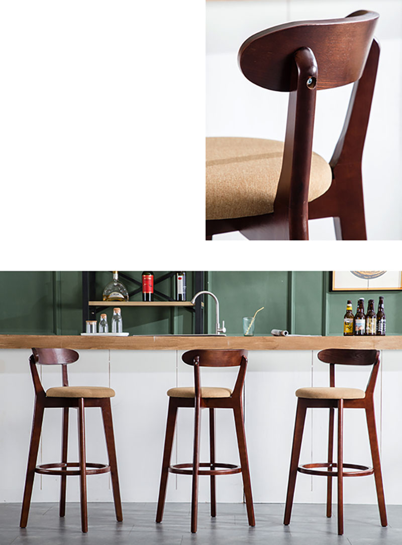 Ghế quầy bar tựa lưng khung gỗ sang trọng YPH803 7