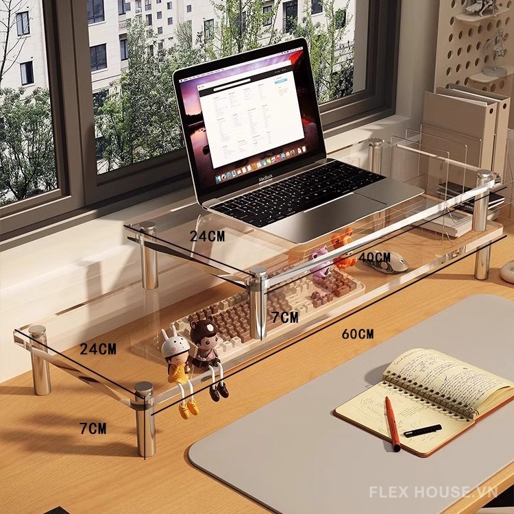 Giá đỡ màn hình Acrylic trong suốt chân kim loại DM778 10