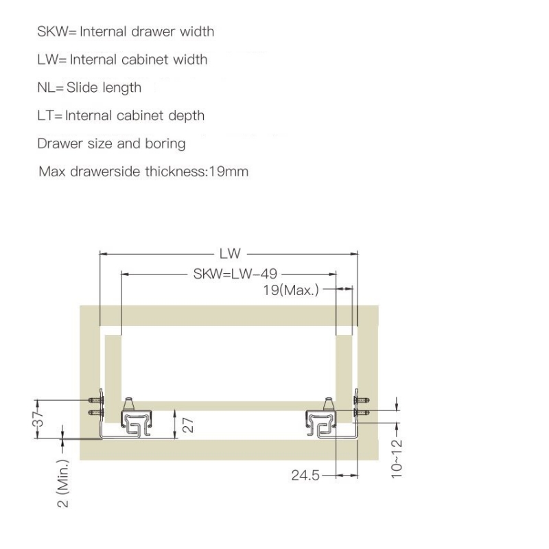 Ray âm nhấn mở hộc tủ điều chỉnh đa dụng Taura S32F-18 11