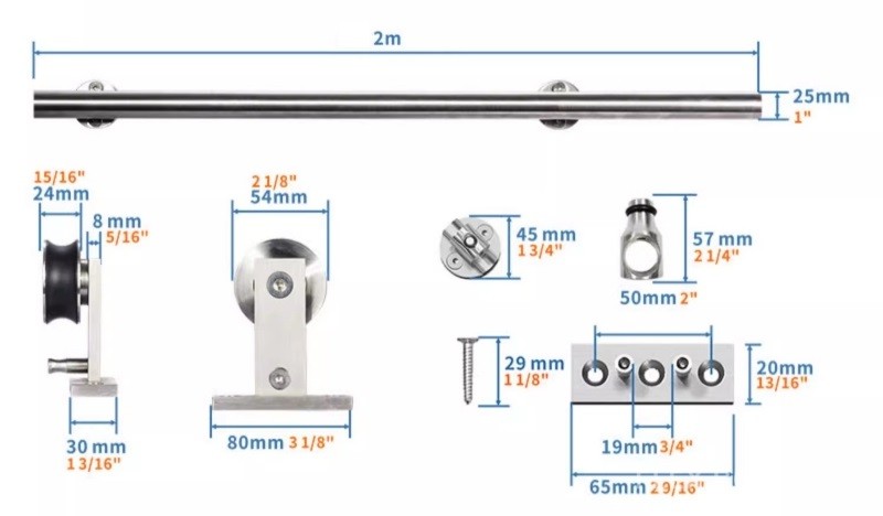 Ray trượt cửa lùa cánh treo thép không gỉ RT0022 11