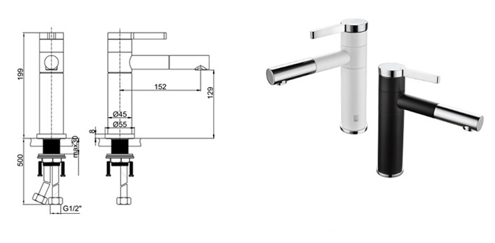 Vòi chậu lavabo nóng lạnh hiện đại bằng đồng DL6025 16