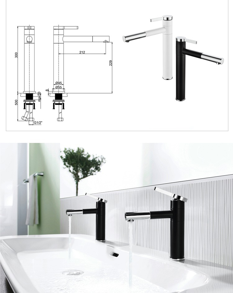 Vòi chậu lavabo nóng lạnh hiện đại bằng đồng DL6025 17
