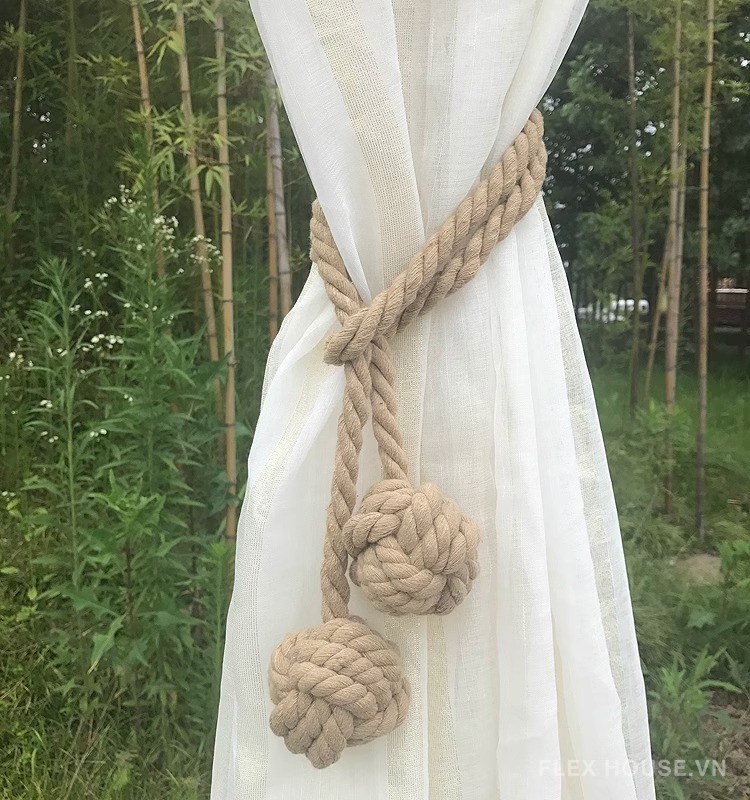 Dây cột rèm bằng dây cotton thắt nút quả bóng FSH899 5