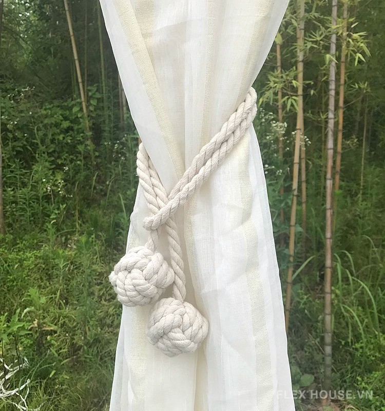 Dây cột rèm bằng dây cotton thắt nút quả bóng FSH899 8