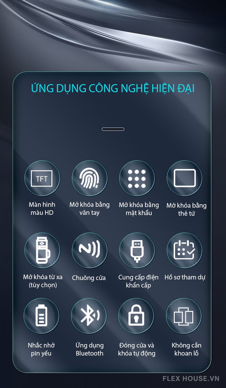 Khóa cửa kính thông minh nhận dạng vân tay YK100 9