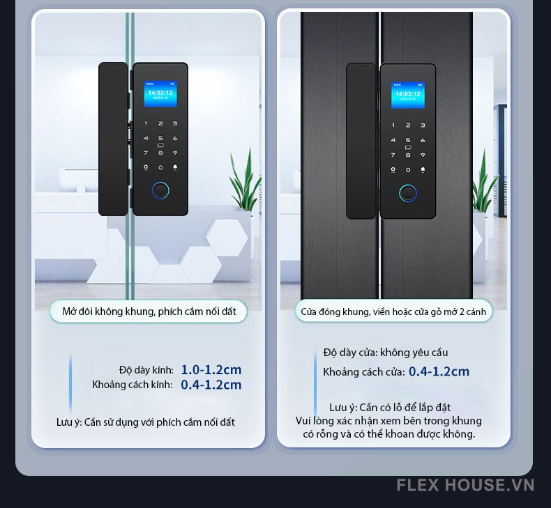 Khóa cửa kính thông minh nhận dạng vân tay YK100 16