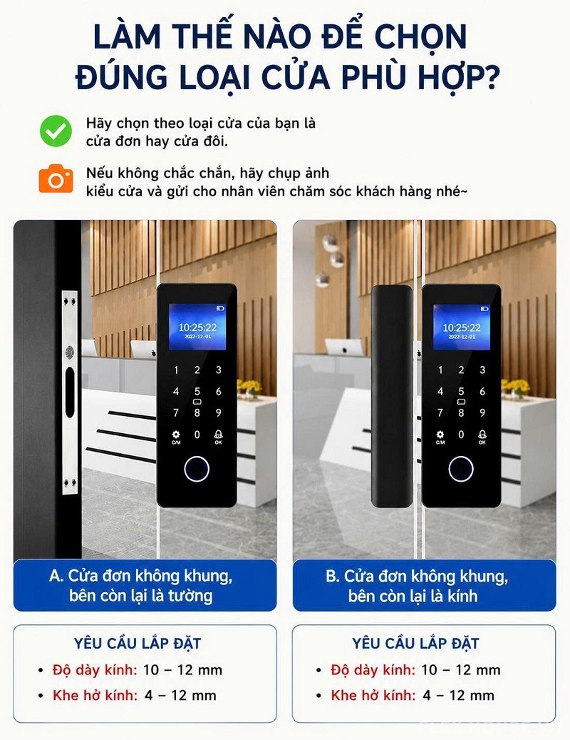 Khóa cửa kính thông minh nhận dạng vân tay YK100 13 Khóa cửa kính thông minh nhận dạng vân tay YK100 18